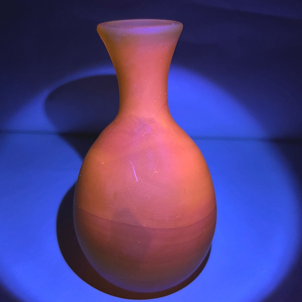1960s Scandinavian Style Satin Glass Bud‎ Vase Cadmium UV Reactive 6" MCM